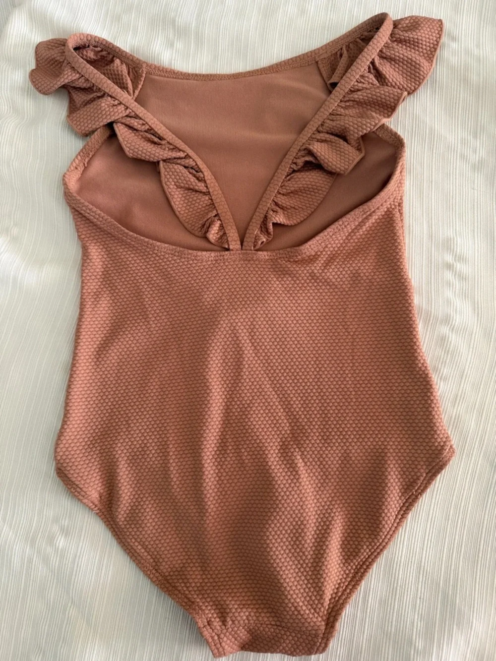 H&M Girls Rust One-Piece Swimsuit with Ruffle Straps Size 5T/6 - Picture 2 of 6